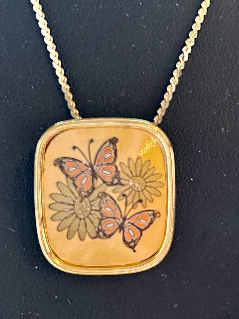 Vintage Reed & Barton Damascene Butterfly Daisies Pendant Necklace - Picture 6 of 9